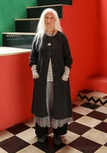 “Misty” recycled wool blend/recycled cotton long cardigan - dark ash grey/melange