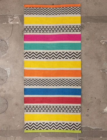 Striped rug in organic cotton - multicoloured