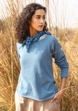 Knit sweater in organic/recycled cotton - light indigo