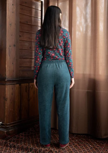 “Nora” organic cotton/recycled polyester velour trousers - indigogrn
