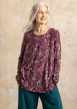 “Timmer” patterned top in organic cotton/modal - aubergine