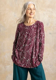 “Timmer” patterned top in organic cotton/modal - aubergine