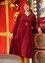 Solid-colored velour dress in organic cotton/recycled polyester (agate red S)