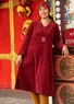 Solid-colored velour dress in organic cotton/recycled polyester (agate red S)