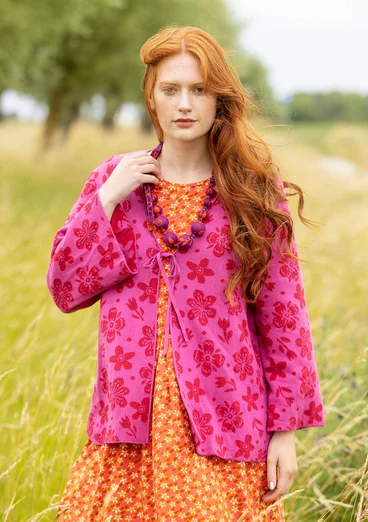 “Flora-Li” cardigan in organic/recycled cotton - pink orchid