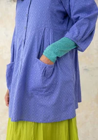 Woven organic cotton smock blouse - sky blue