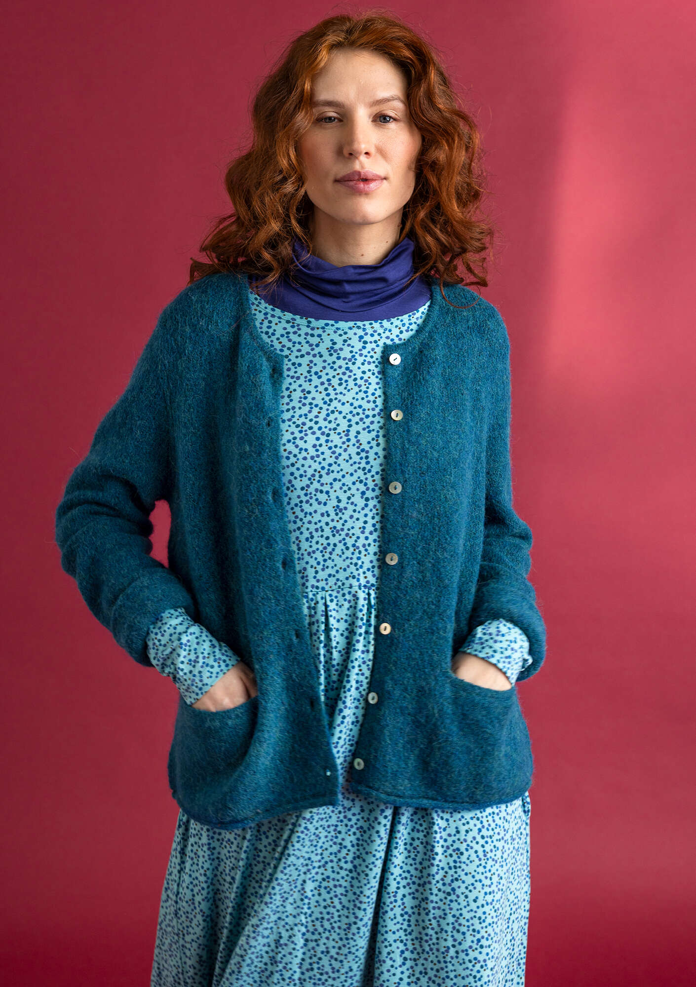 Mary Lou hot Rjnaldi Blue Alpaca Wool Cardigan