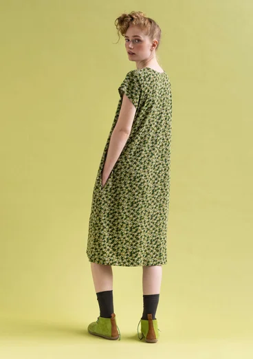 Robe "Jane" en jersey de coton biologique/élasthanne - vert mousse/motif