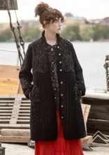 “Venezia” woven organic cotton coat - black