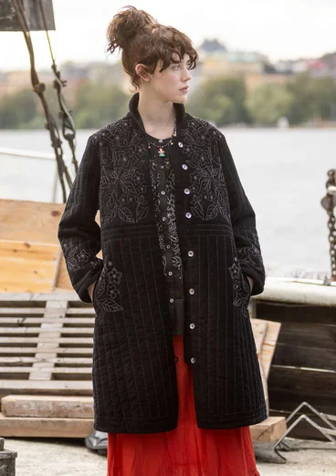 Manteau "Venezia" en coton biologique tissé - noir