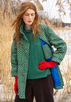 Parka "Lucy" en coton biologique tissé - vert bouteille/motif