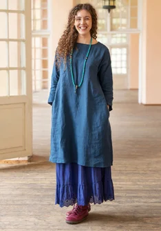 Robe en lin tissé - indigo