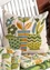 “Flower pots” embroidered organic cotton cushion cover (leaf green One Size)