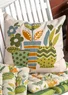 “Flower Pots” embroidered cushion cover in organic cotton (leaf green One Size)