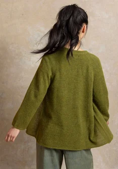 Cardigan in wool/cotton/alpaca - green pepper/melange