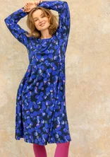 “Frida” patterned/solid-colour organic cotton jersey dress - cobalt blue/patterned