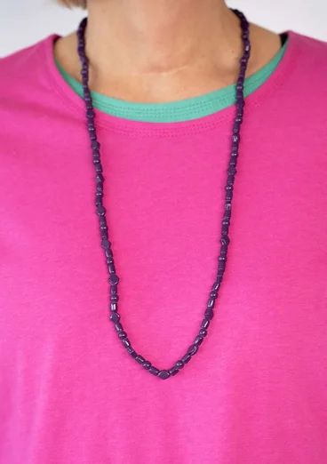 Collier en verre recyclé - prune