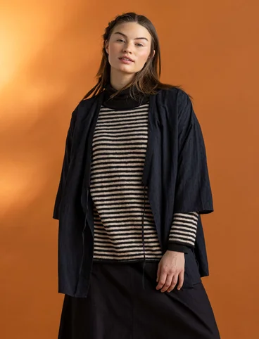 Woven kimono in organic cotton dobby - black