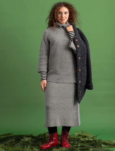 Lambswool blend polo-neck sweater - light grey melange