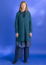 Knit blazer in felted organic wool - dark petrol blue
