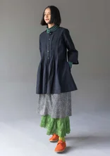 Cotton/linen smock blouse with pintucks - black