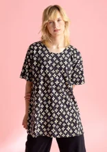 “June” jersey tunic in organic cotton - black/patterned