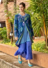 “Täppa” long cardigan in organic cotton - indigo blue