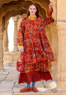 “Okinawa” woven cotton dress - parrot red