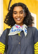 “Sophie” shawl in organic cotton - brilliant blue