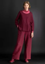 “Asta” woven linen trousers - purple red/striped