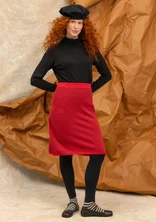 “Sylvi” fine-knit skirt in organic cotton/wool - amaryllis/dark aubergine