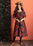 “Great Rose” woven dress in organic cotton/silk (black XS)