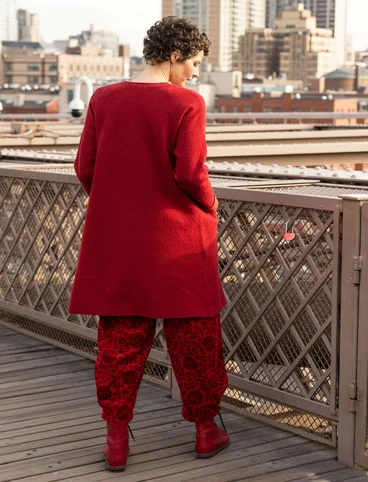 “Brooklyn” long cardigan in a lambswool blend/organic cotton - agate red