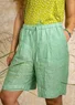 Woven linen shorts (lotus green/striped S)