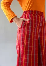 “Kerala” checked pants in organic cotton - parrot red