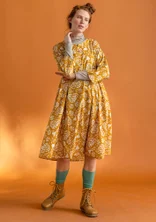 Woven “Hedda” dress in organic cotton - mustard/patterned