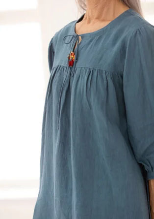 “Vera” woven blouse in linen - light indigo