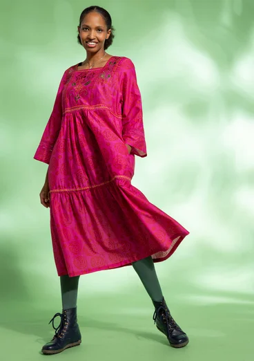 “Kamelia” woven organic cotton/silk dress - cerise