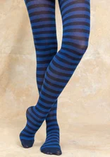Striped tights in organic cotton - ink blue/bright blue