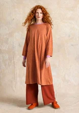 “Ellen” striped/solid-colored jersey dress in organic cotton/modal - cinnamon/patterned