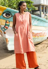 Woven sleeveless dress in linen - lily