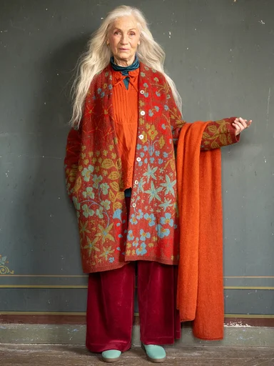 “Saga” cardigan coat in recycled wool