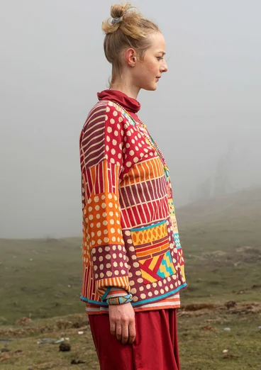 Strickjacke „Bhutan“ aus Bio-/Recycling-Baumwolle - moosbeere