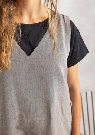 “Idun” woven organic cotton/linen dungarees - iron grey