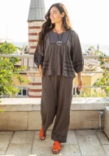 Pantalon "Cora" en jersey de coton biologique tricoté - gris cendré