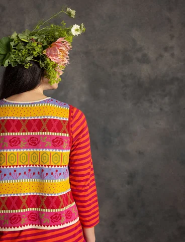 Gebreid mouwloos vest "Klara" van biologisch/gerecycled katoen - koolzaadveld