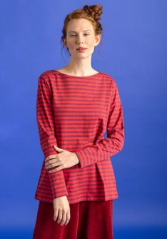 Essential striped top in organic cotton - purple red/wild strawberry