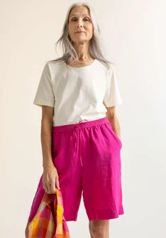 “Seraj” woven linen shorts - pink begonia