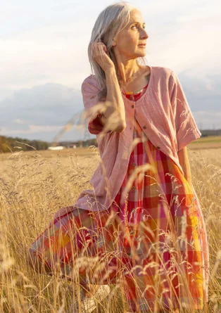 “Seraj” woven dress in linen - pink marble