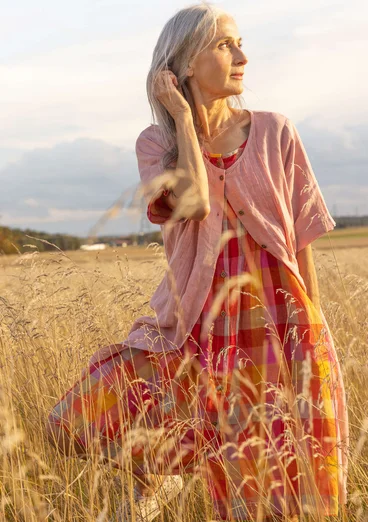 “Seraj” woven dress in linen - pink marble